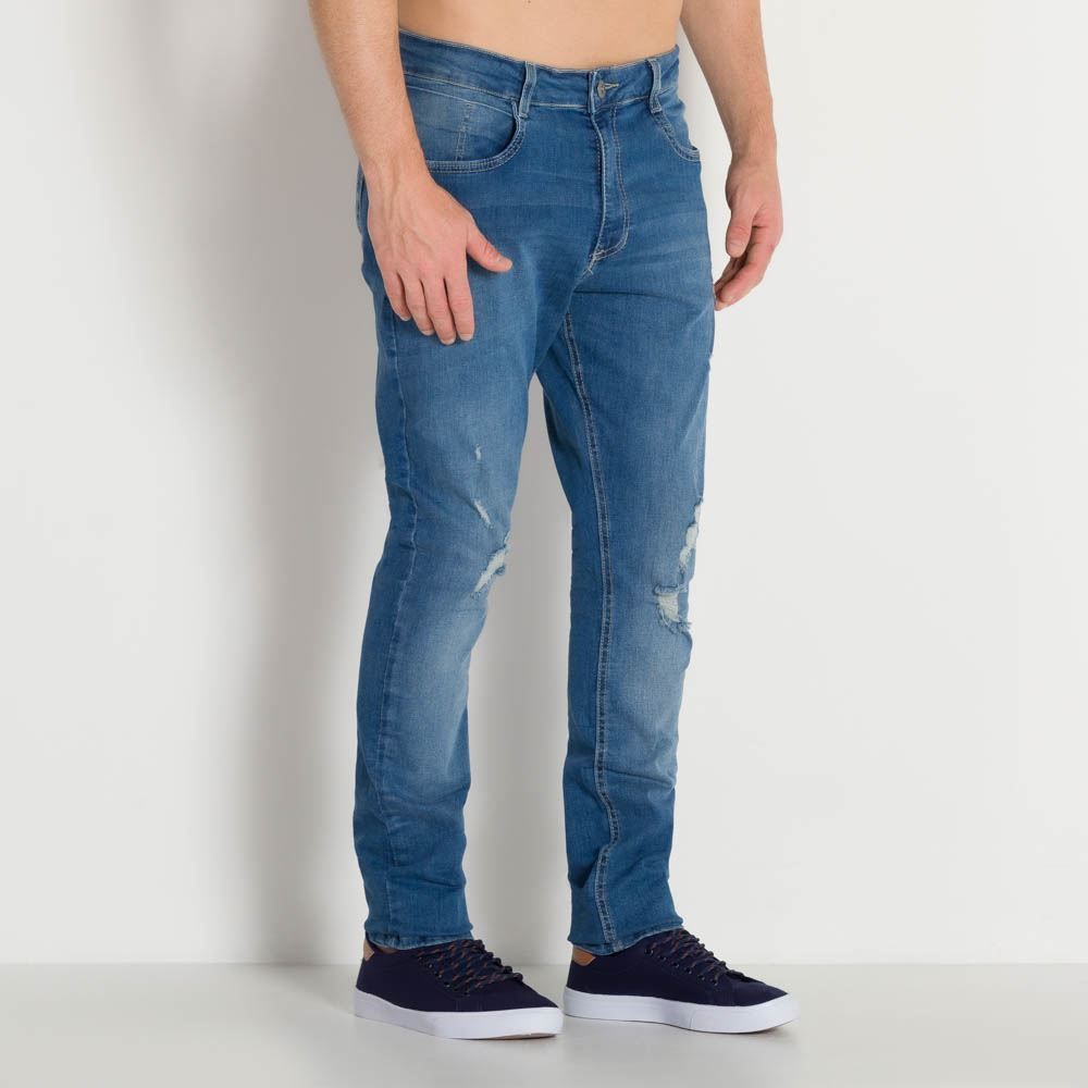 Calça Jeans Com Puídos Skinny Thing