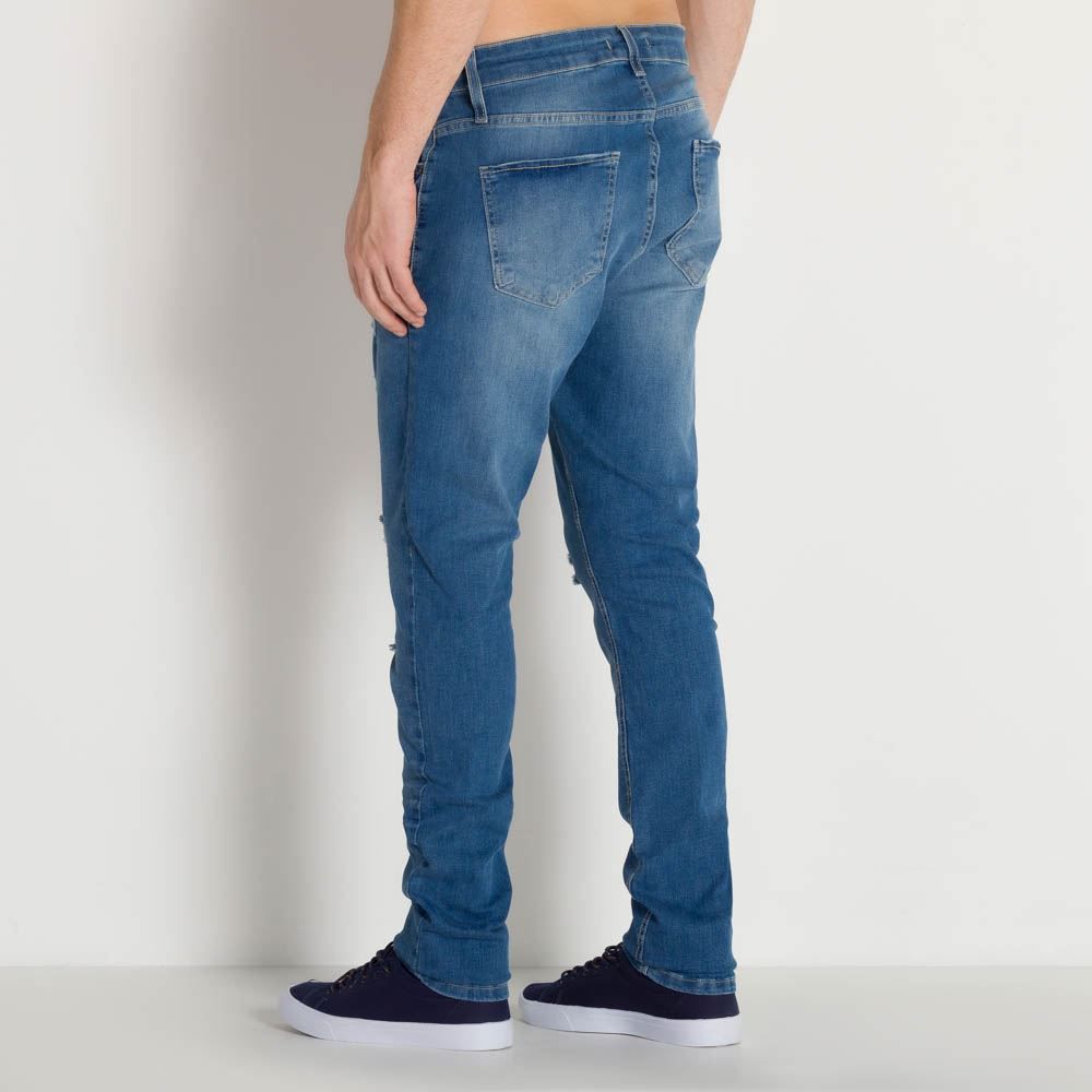 Calça Jeans Com Puídos Skinny Thing