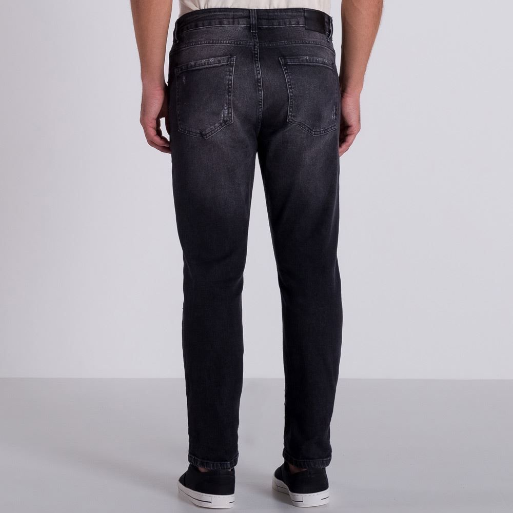 Calça Jeans com Puídos Slim Marc Alain
