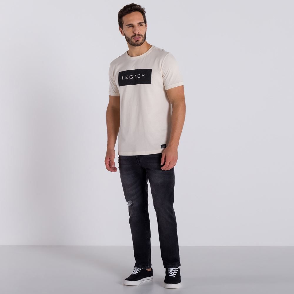 Calça Jeans com Puídos Slim Marc Alain