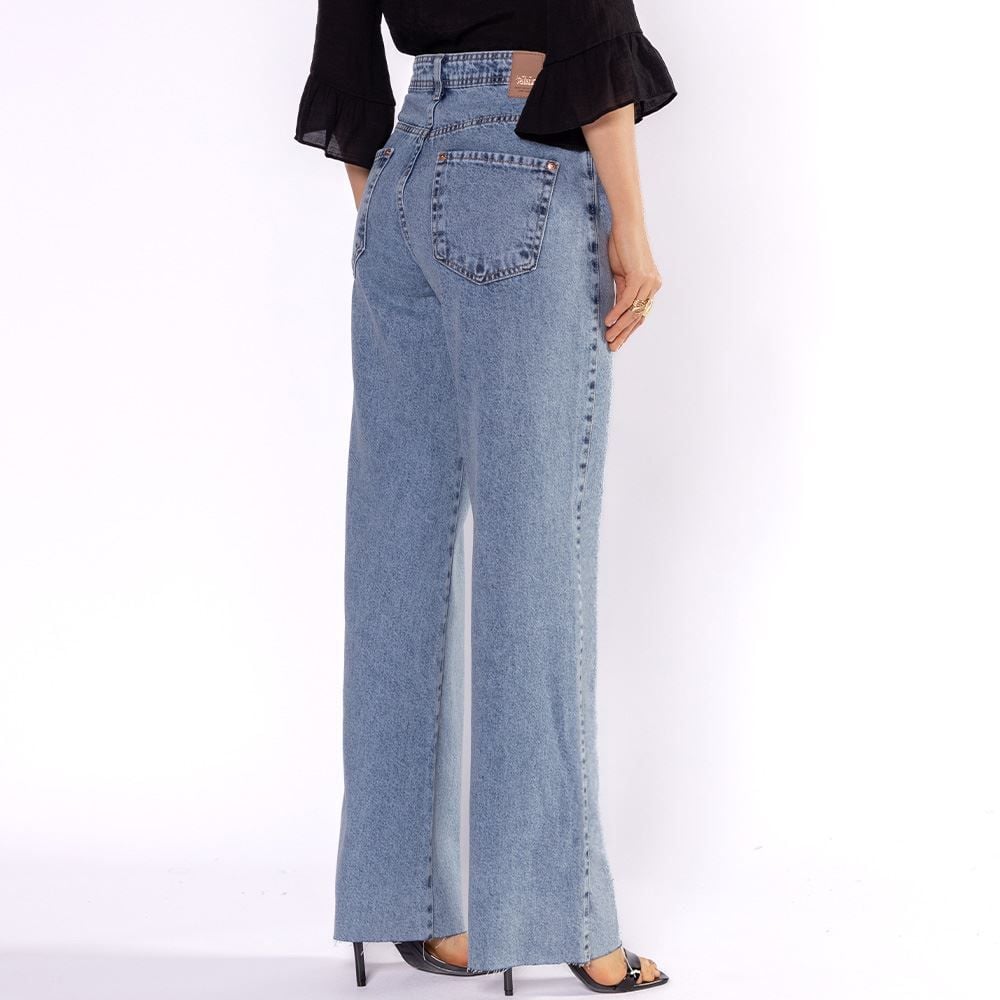 Calça Jeans Feminina Wide Leg Reta Patricia Foster