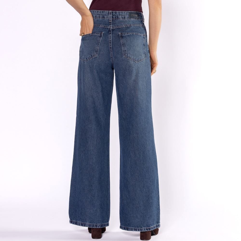 Calça Jeans Feminina Wide Leg Sawary