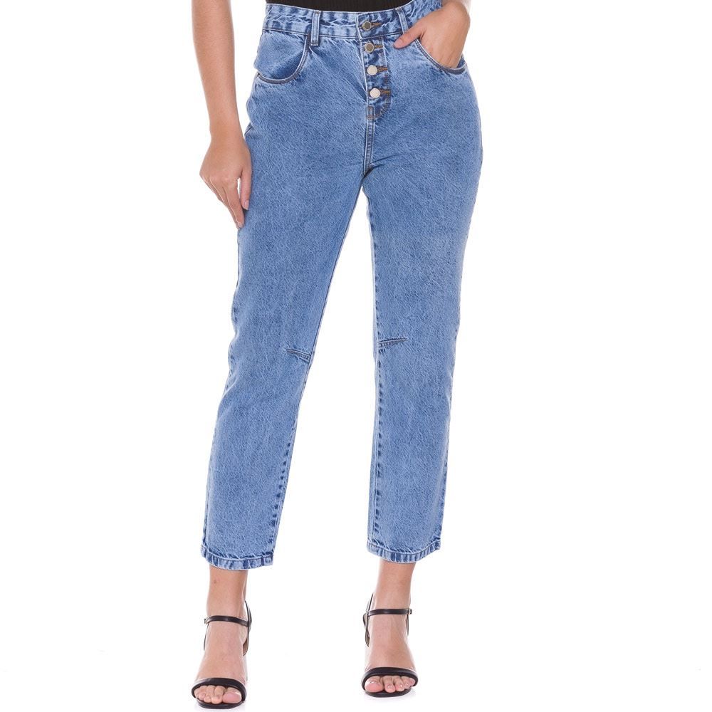 Calça Jeans Mom com Botões Patrícia Foster