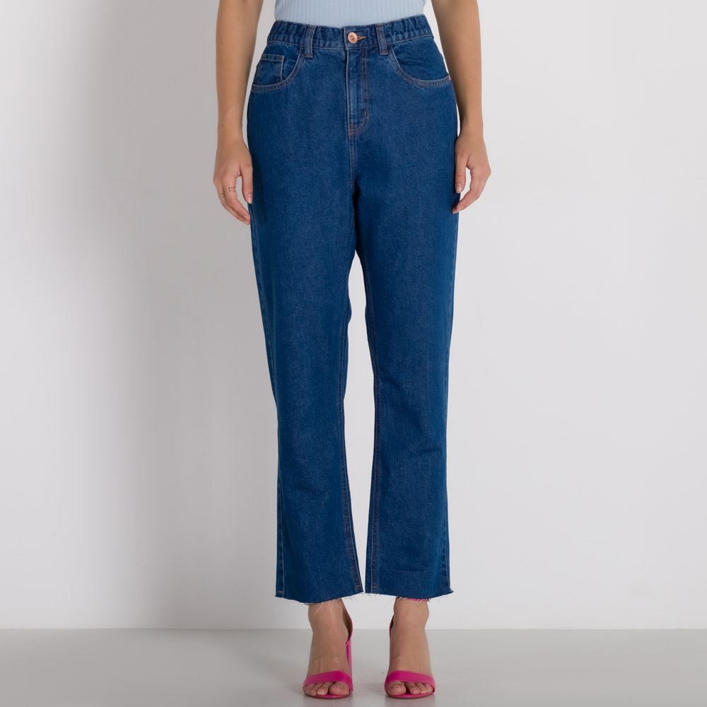 Calça Jeans Mom com Elástico no Cós Patricia Foster