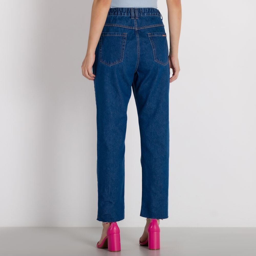 Calça Jeans Mom com Elástico no Cós Patricia Foster