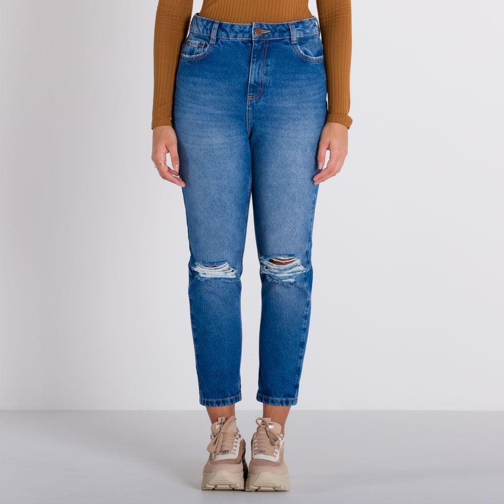 Calça Jeans Mom Rasgos Boby Blues