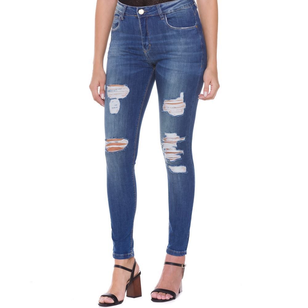 Calça Jeans Skinny com Rasgos e Bigode Zune By Sabrina Sato