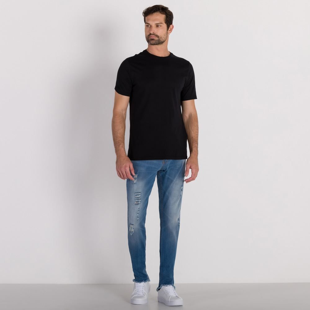 Calça Jeans Skinny com Rasgos Thing