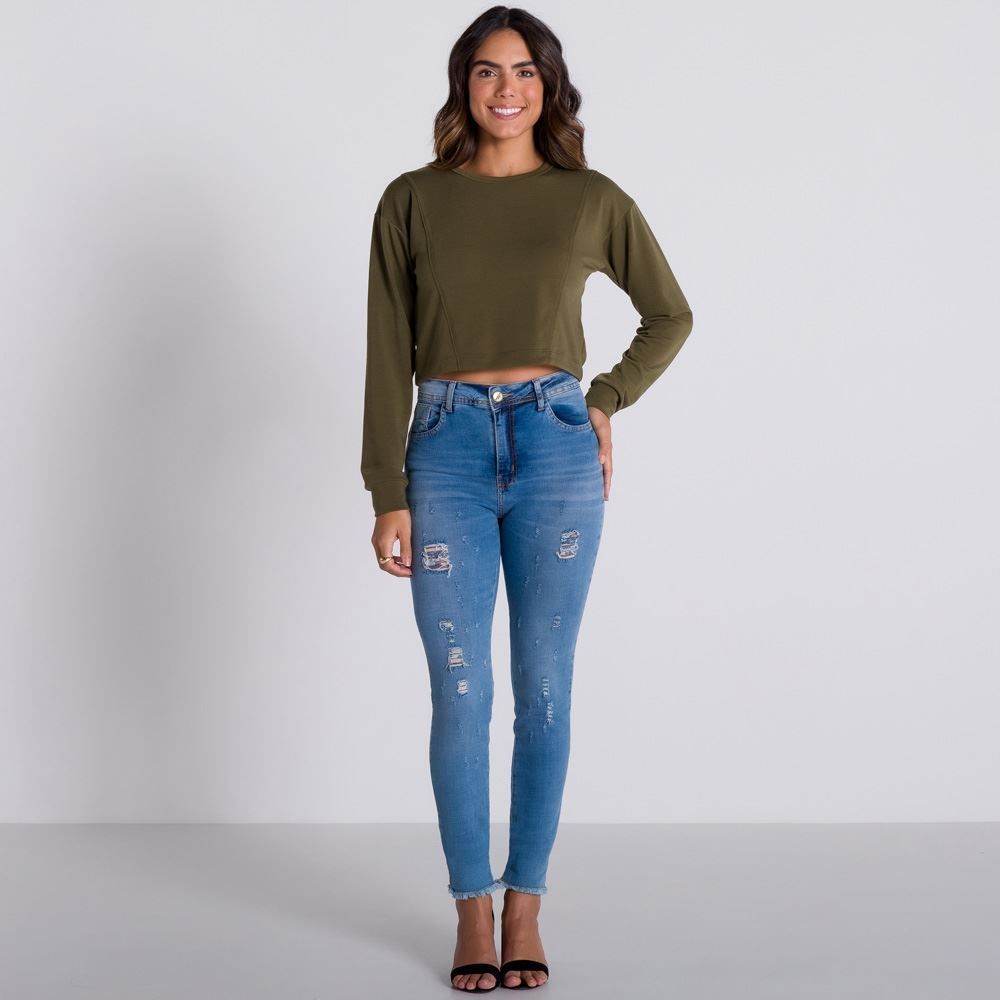 Calça Jeans Skinny Puídos Patrícia Foster