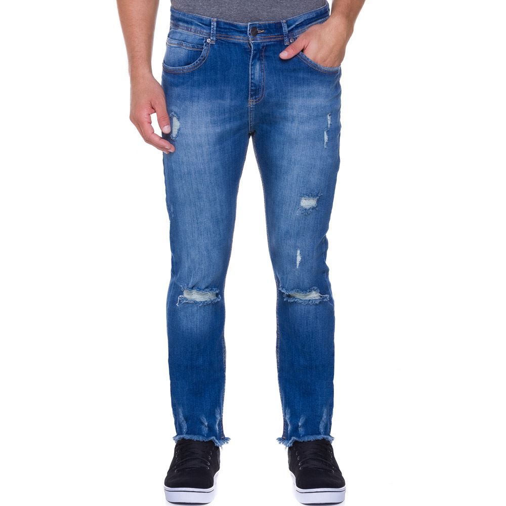 Calça Jeans Slim em Fio Contrastante Thing