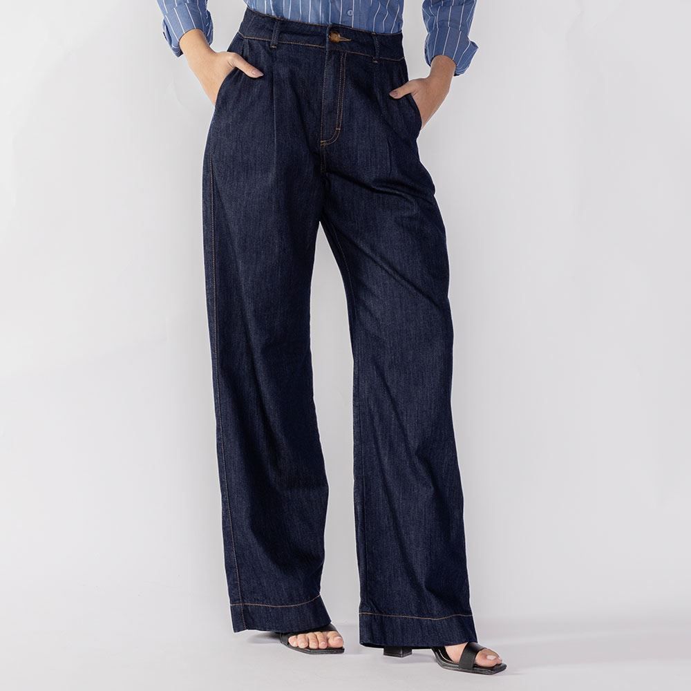 Calça Jeans Wide Leg Feminina Patricia Foster