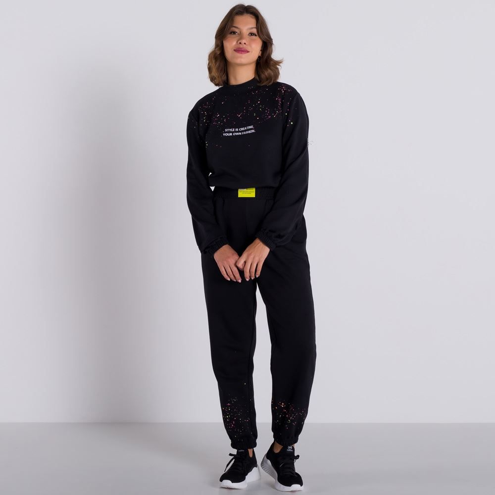 Calça Moletom com Respingos Boby Blues