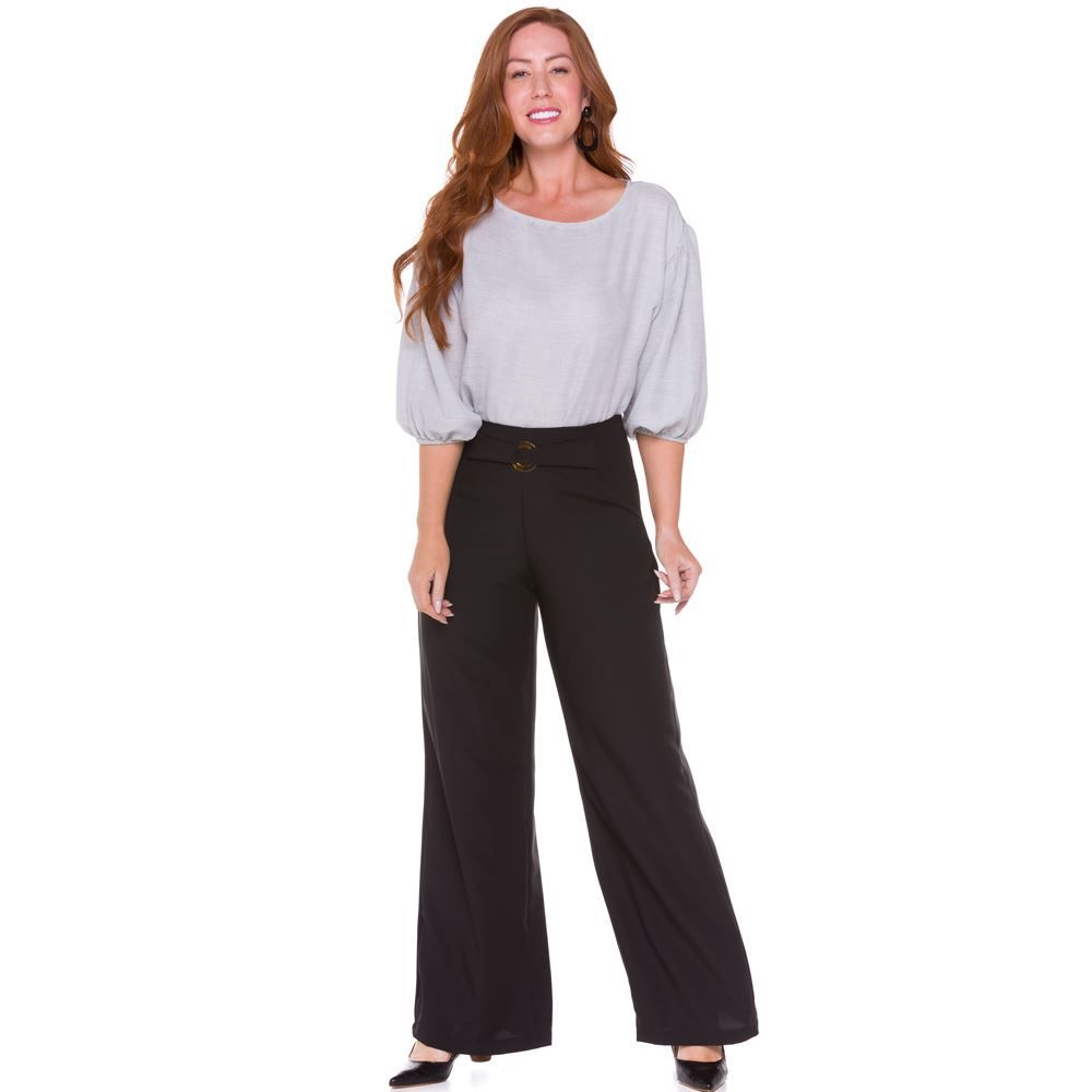 Calça Pantalona com Argola Patrícia Foster