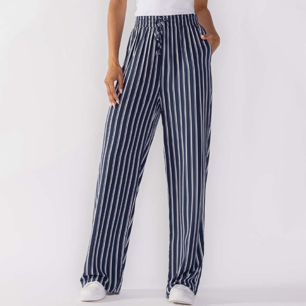 Calça Pantalona Estilo Pijama Listrada Patricia Foster