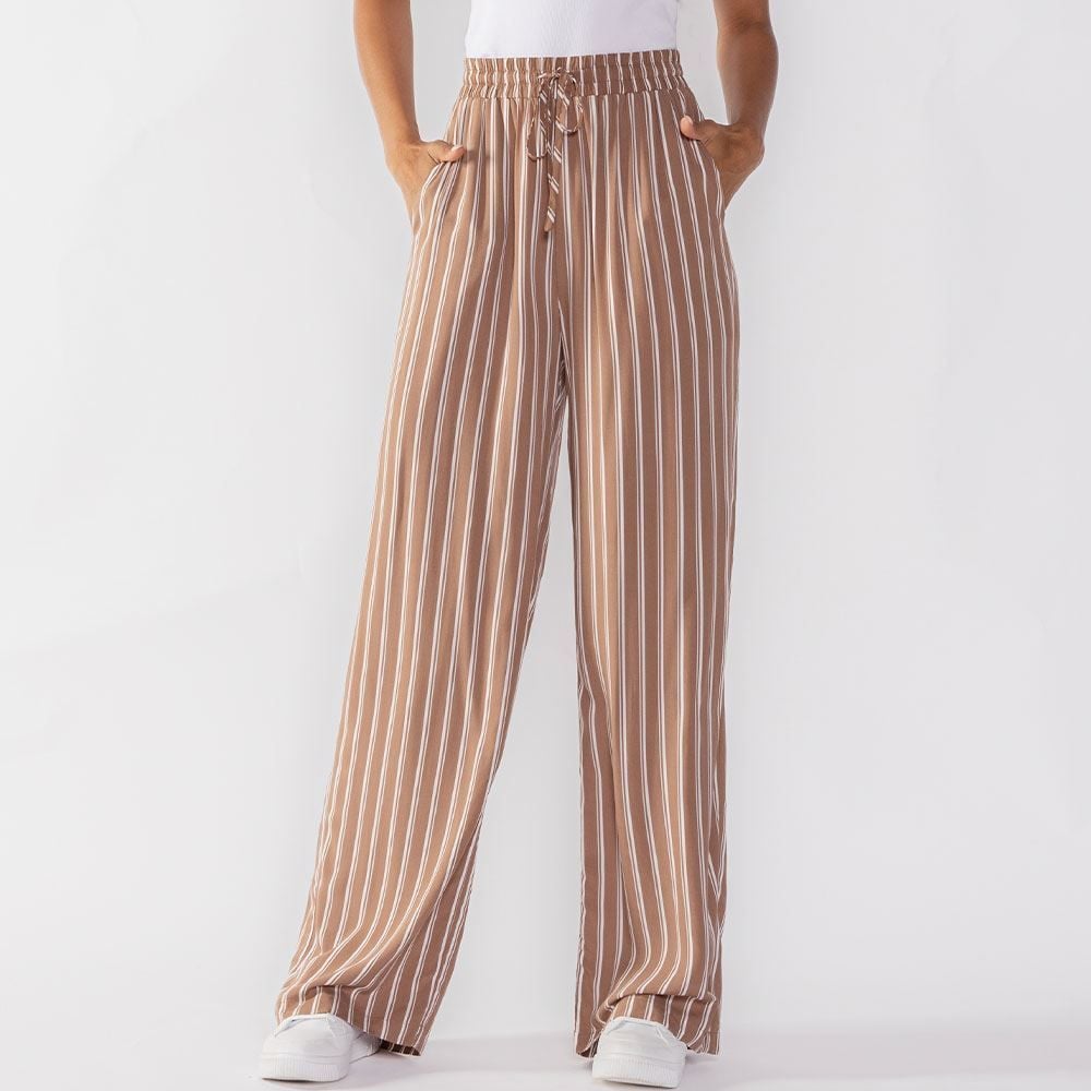 Calça Pantalona Estilo Pijama Listrada Patricia Foster