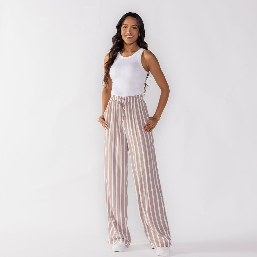 Calça Pantalona Estilo Pijama Patricia Foster