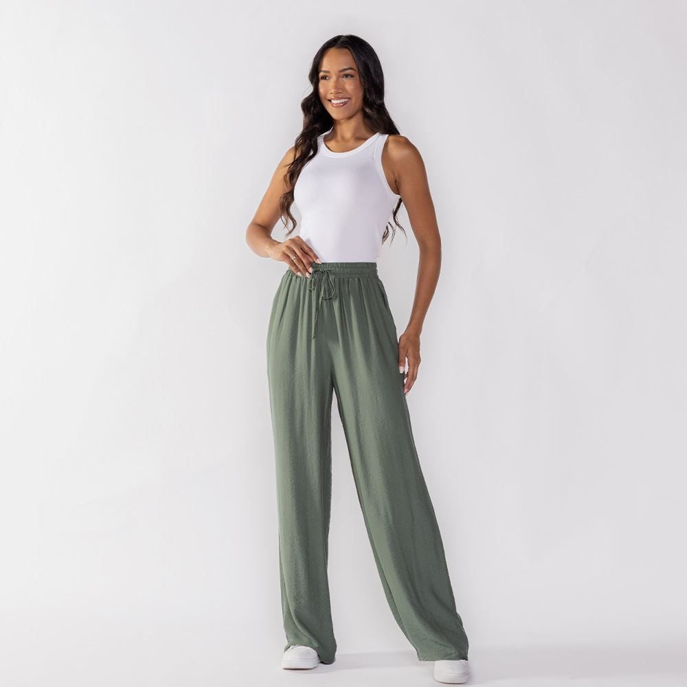 Calça Pantalona Estilo Pijama Patricia Foster