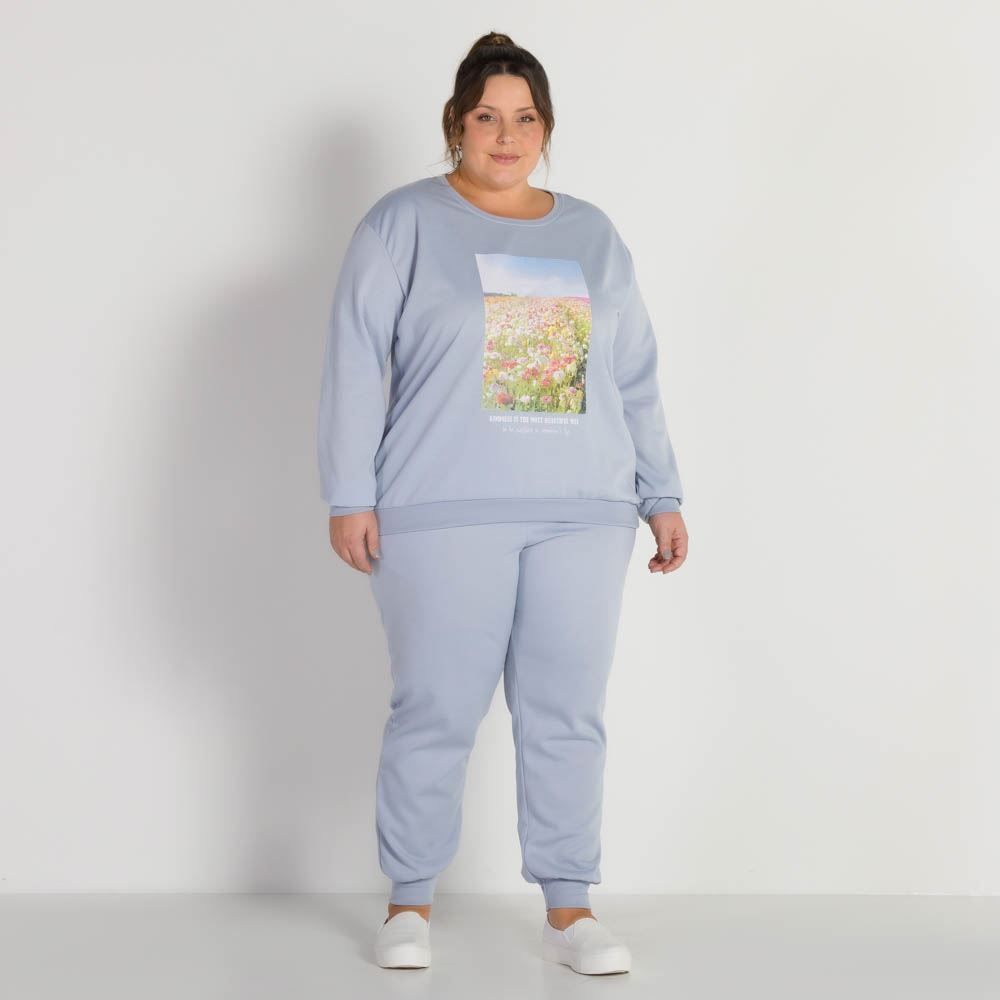 Calça Plus Size Moletom com Felpa Patricia Foster Mais