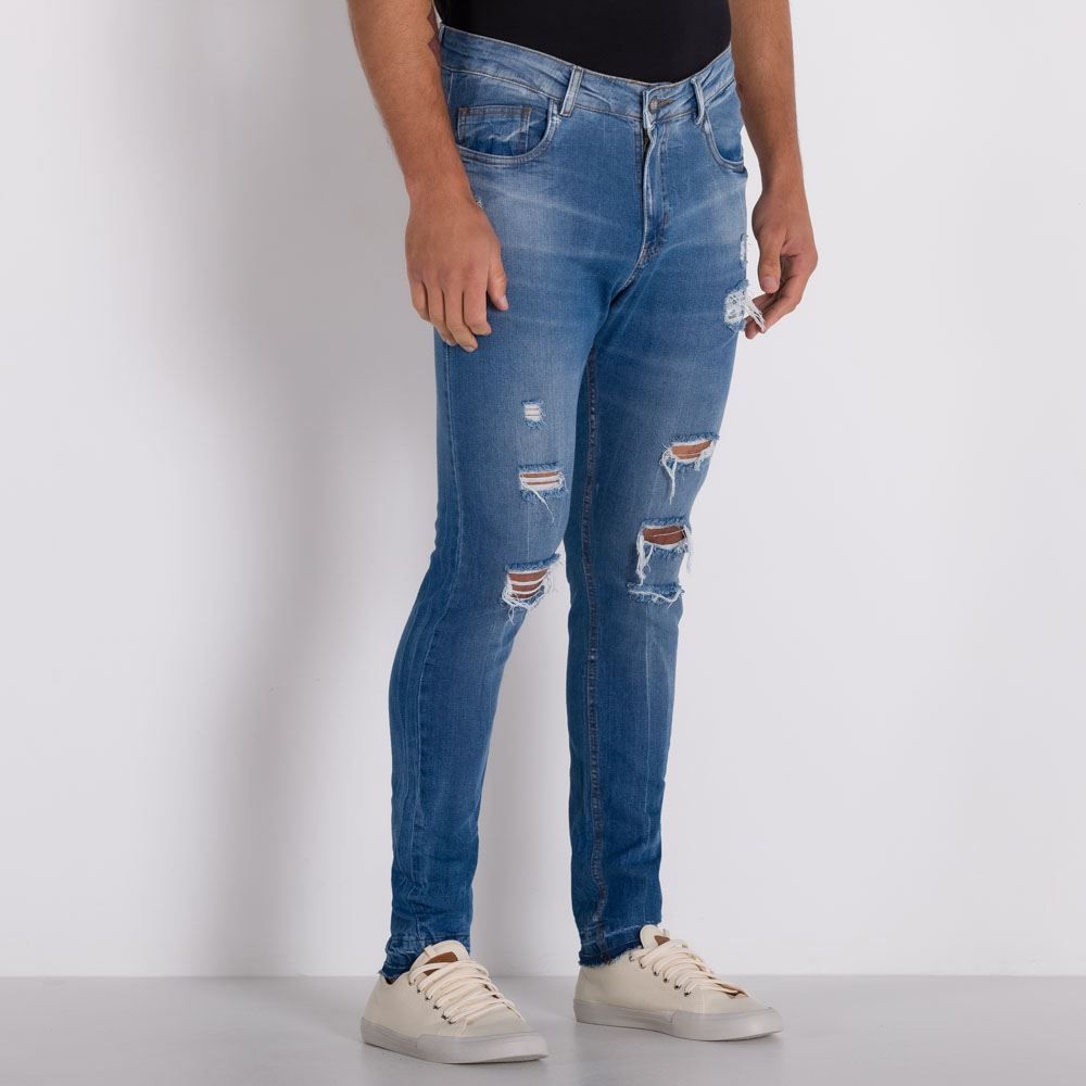 Calça Super Skinny com Puídos Rock&Soda