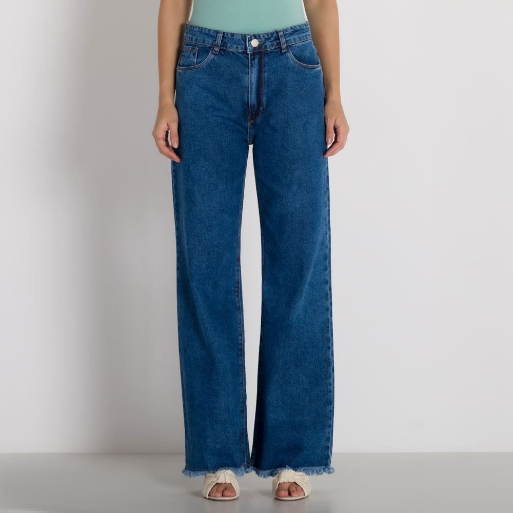Calça Wide Leg Barra Desfiada Disparate