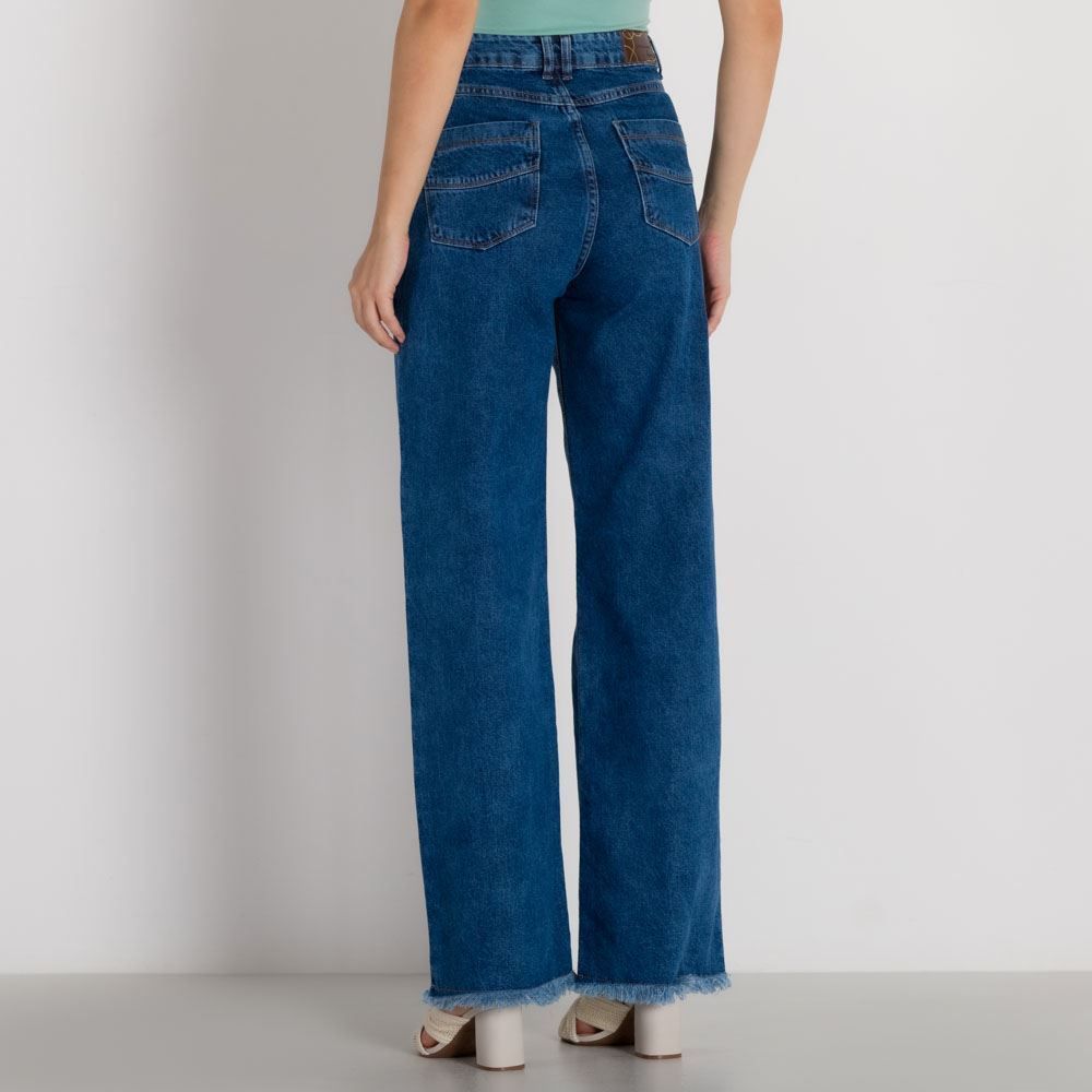 Calça Wide Leg Barra Desfiada Disparate