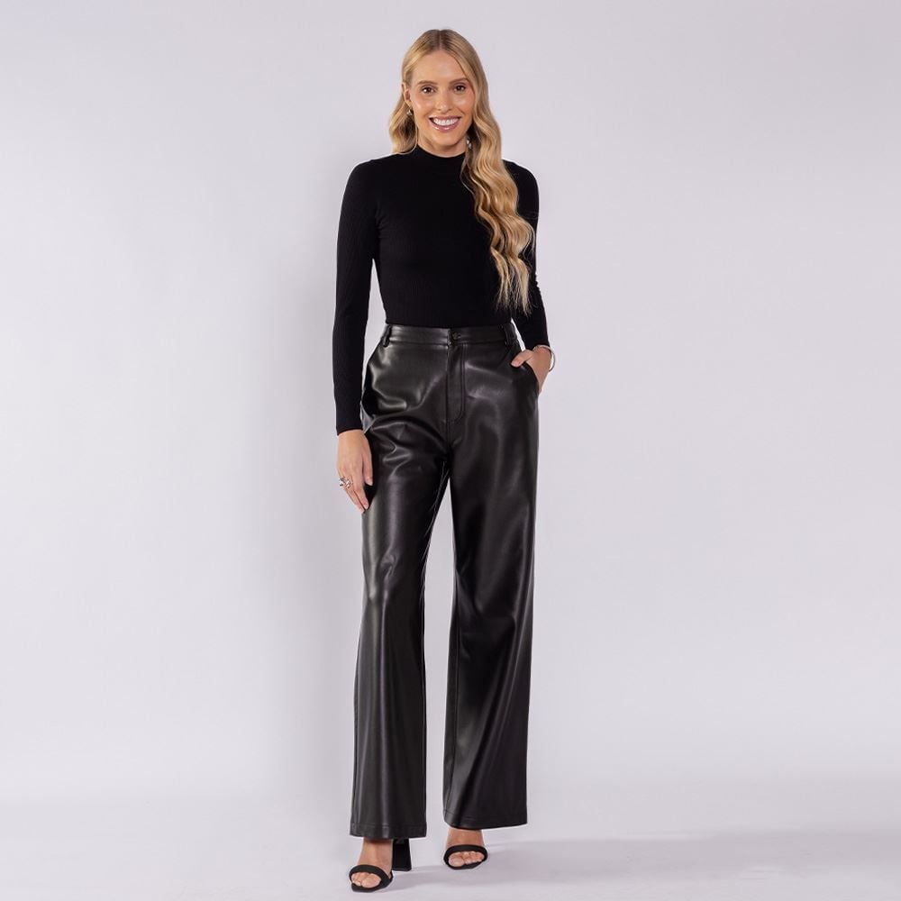 Calça Wide Leg Feminina Em PU Boby Blues