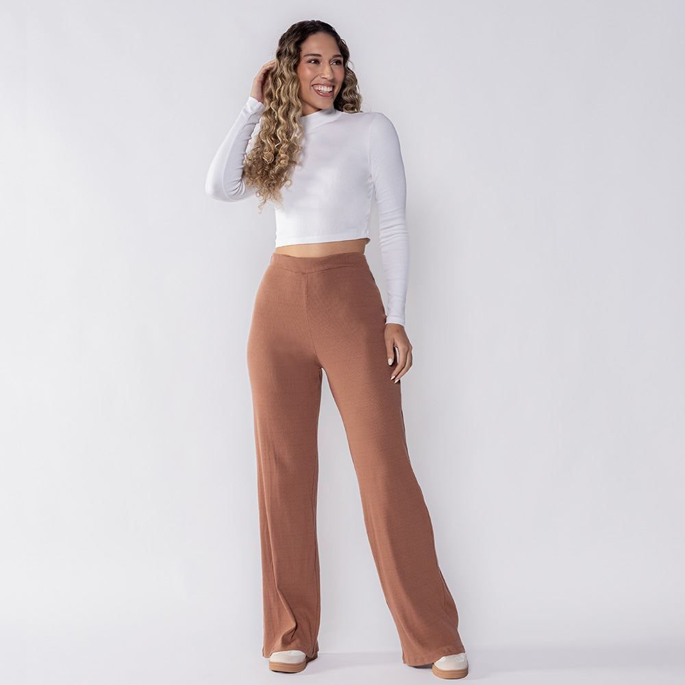 Calça Wide Leg Feminina Em Ribana Boby Blues