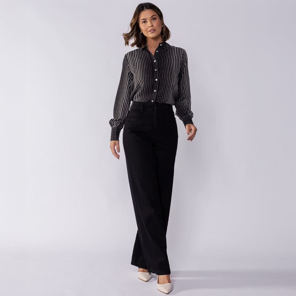 Calça Jeans Feminina Wide Leg Patricia Foster