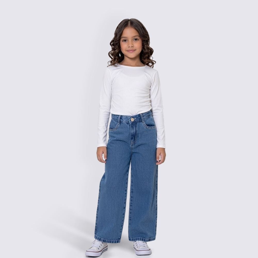 Calça Wide Leg Infantil 4 a 10 Anos Marmelada