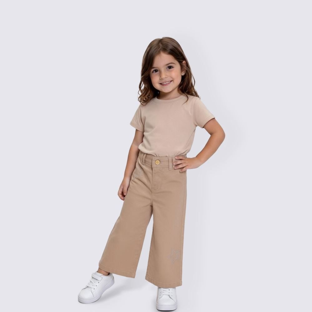 Calça Wide Leg Infantil Menina 1 a 3 Anos Yoyo Kids