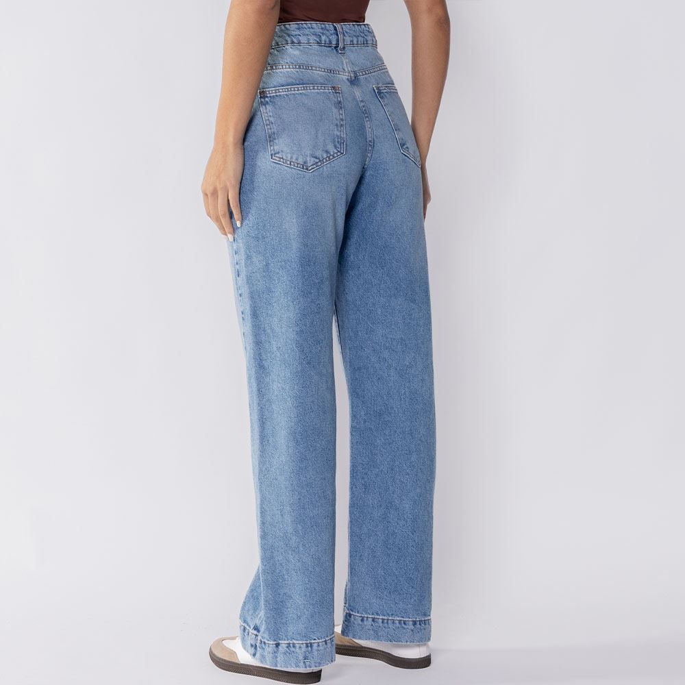 Calça Wide Leg Jeans Feminina Com Bolso Na Frente Boby Blues