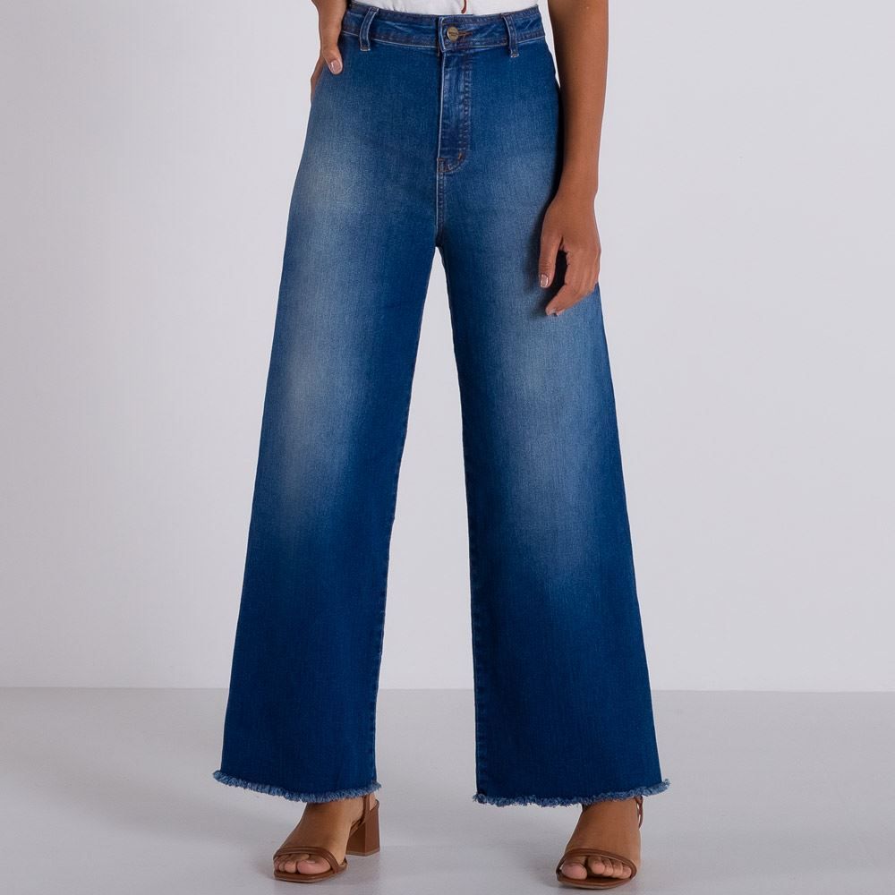 Calça Wide Leg Jeans Patrícia Foster