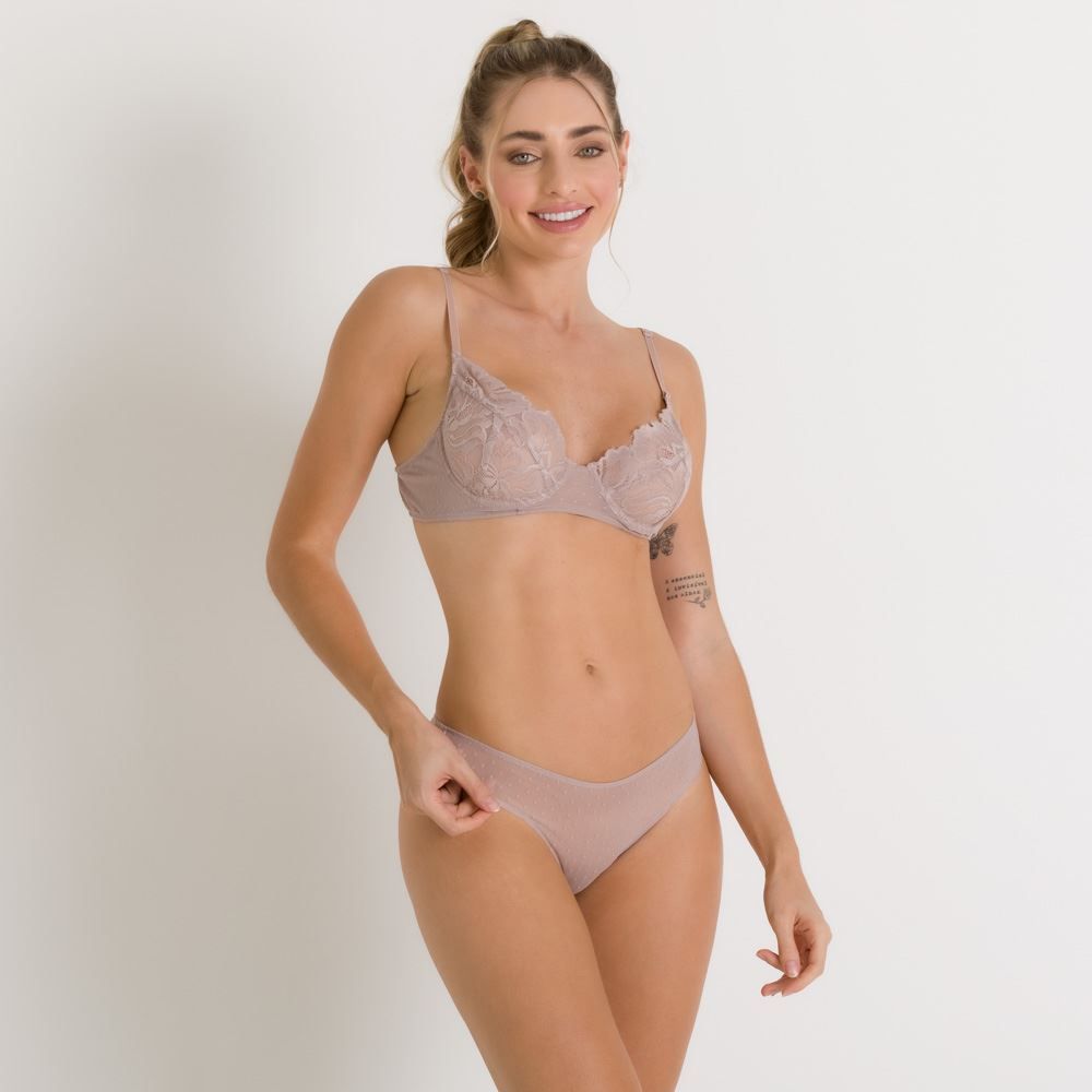 Calcinha Renda Floral E Tule Camila Moretti