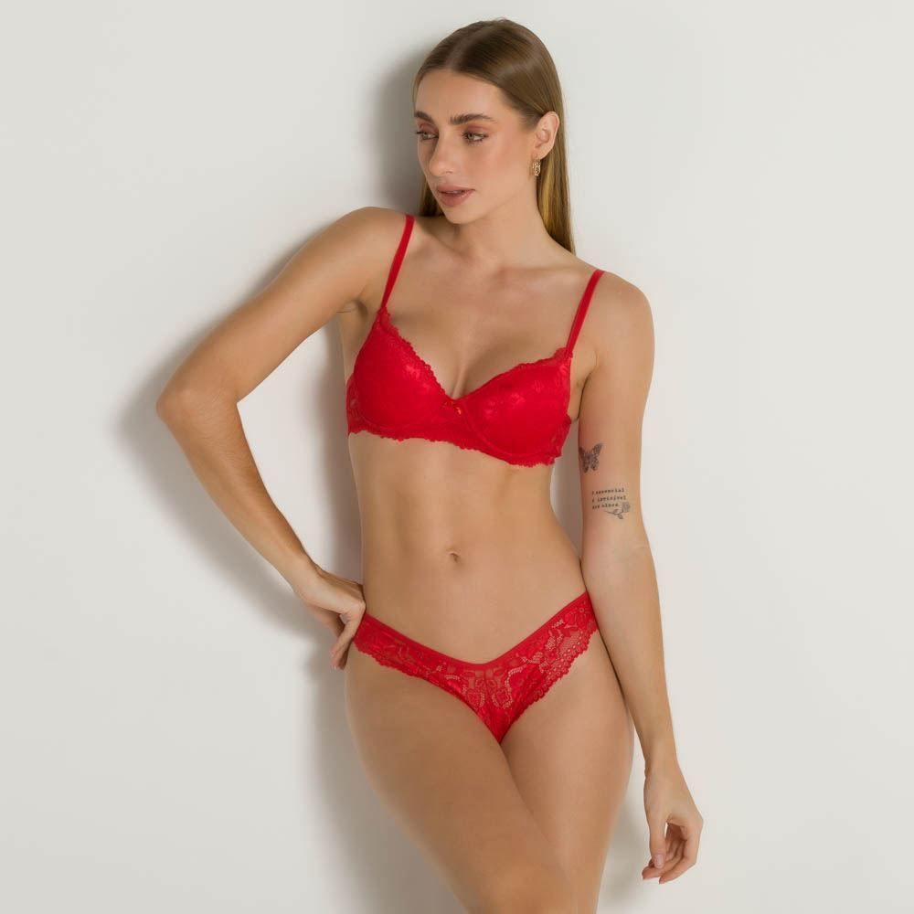 Calcinha Toda Em Renda Floral Camila Moretti