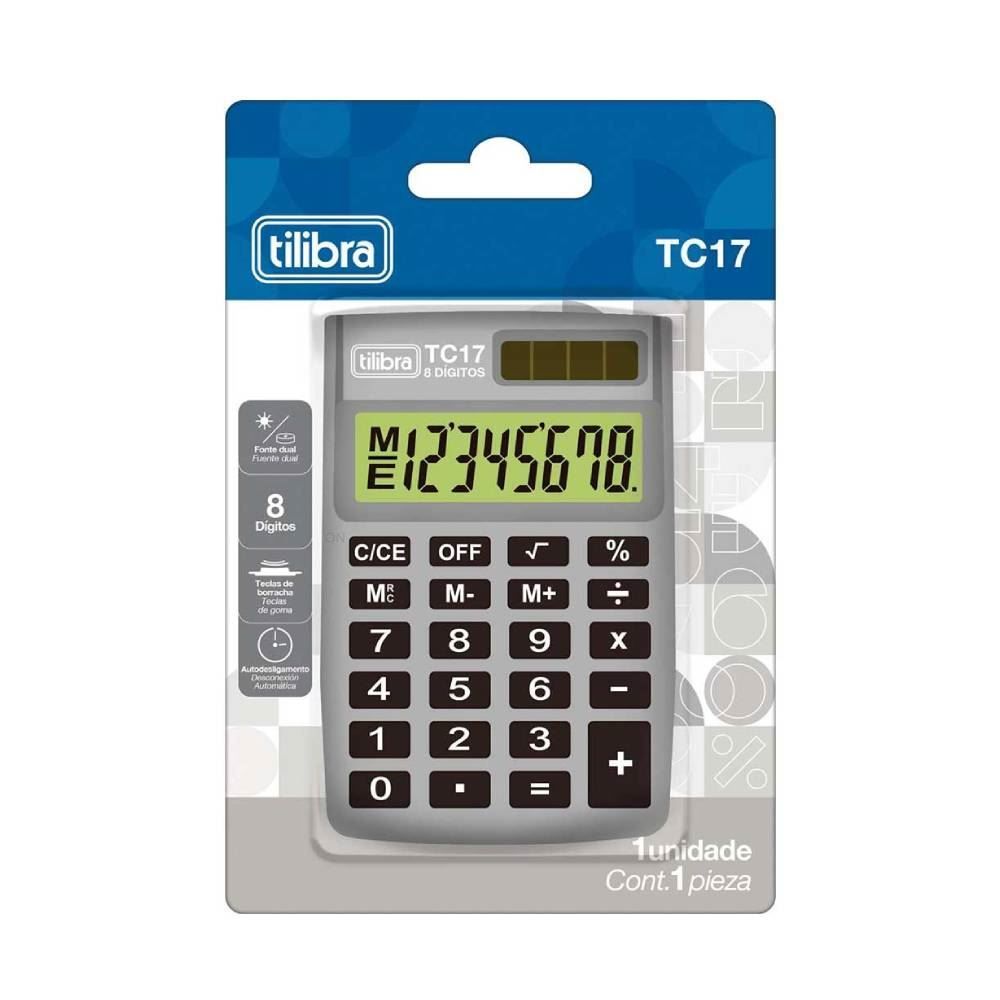 Calculadora De Bolso 8 Dígitos Tc17 Tilibra - Cinza