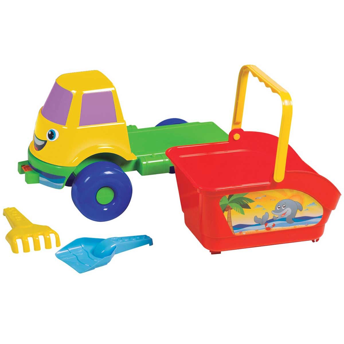 Caminhão Caçamba com Haste de Praia Mercotoys - Amarelo