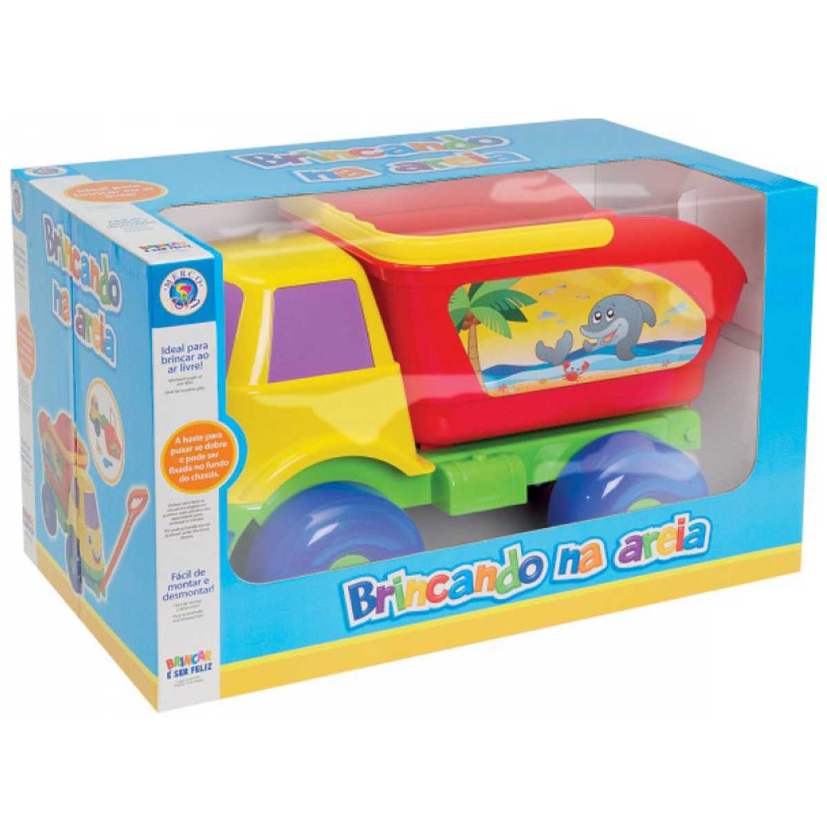 Caminhão Caçamba com Haste de Praia Mercotoys - Amarelo