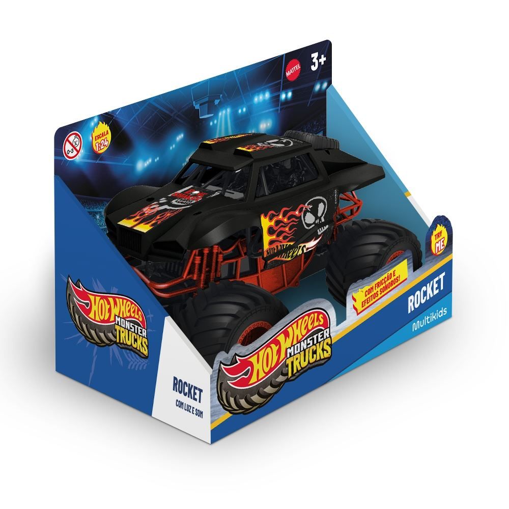 Caminhão Monstro Hot Wheels com Luz e Som 1:24 Multikids - BR2529