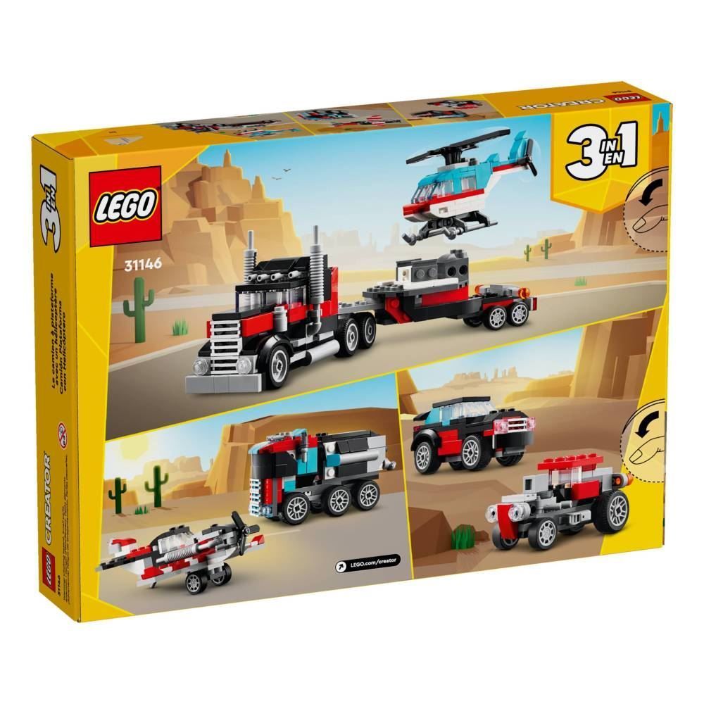 Caminhão Plataforma Com Helicóptero 3 Em 1 Lego - 31146