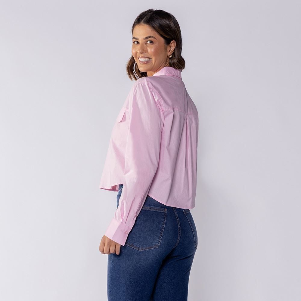 Camisa Cropped Manga Longa Boby Blues