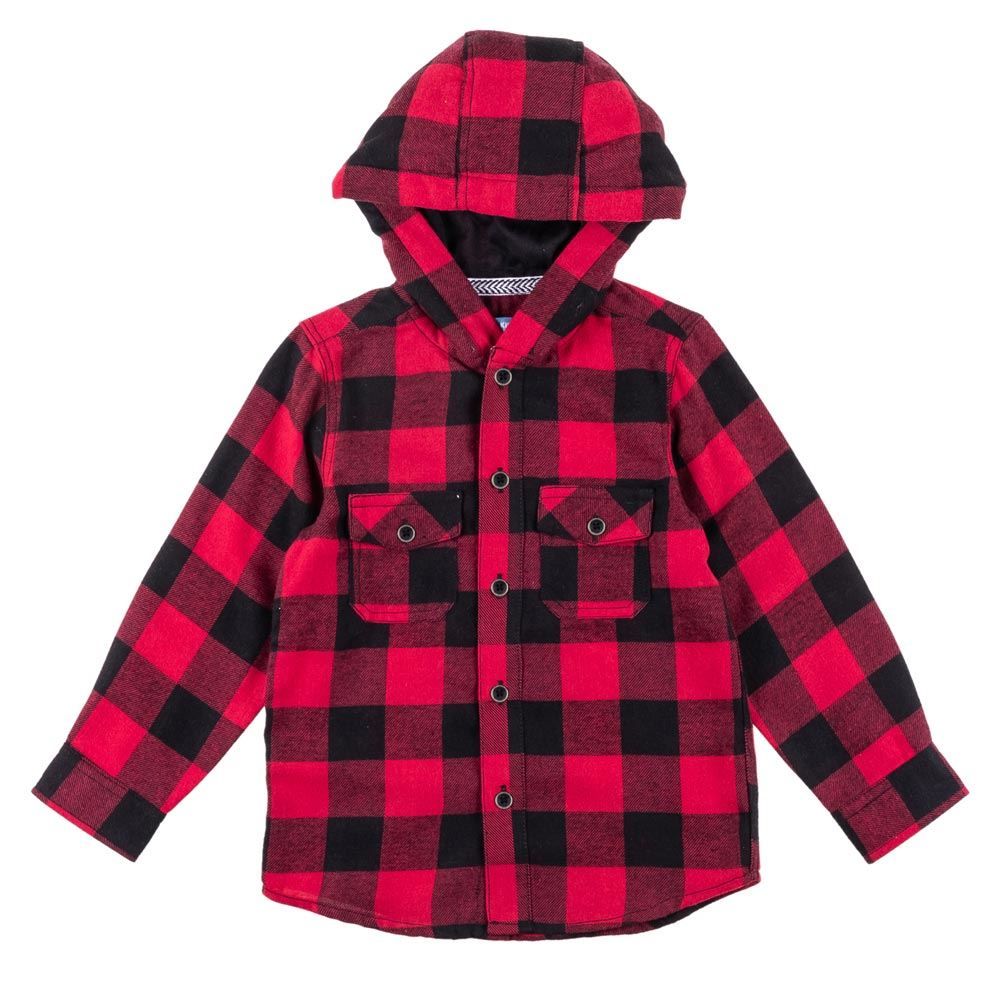 Camisa de 12 a 16 Anos Flanela Xadrez com Capuz Hot Dog