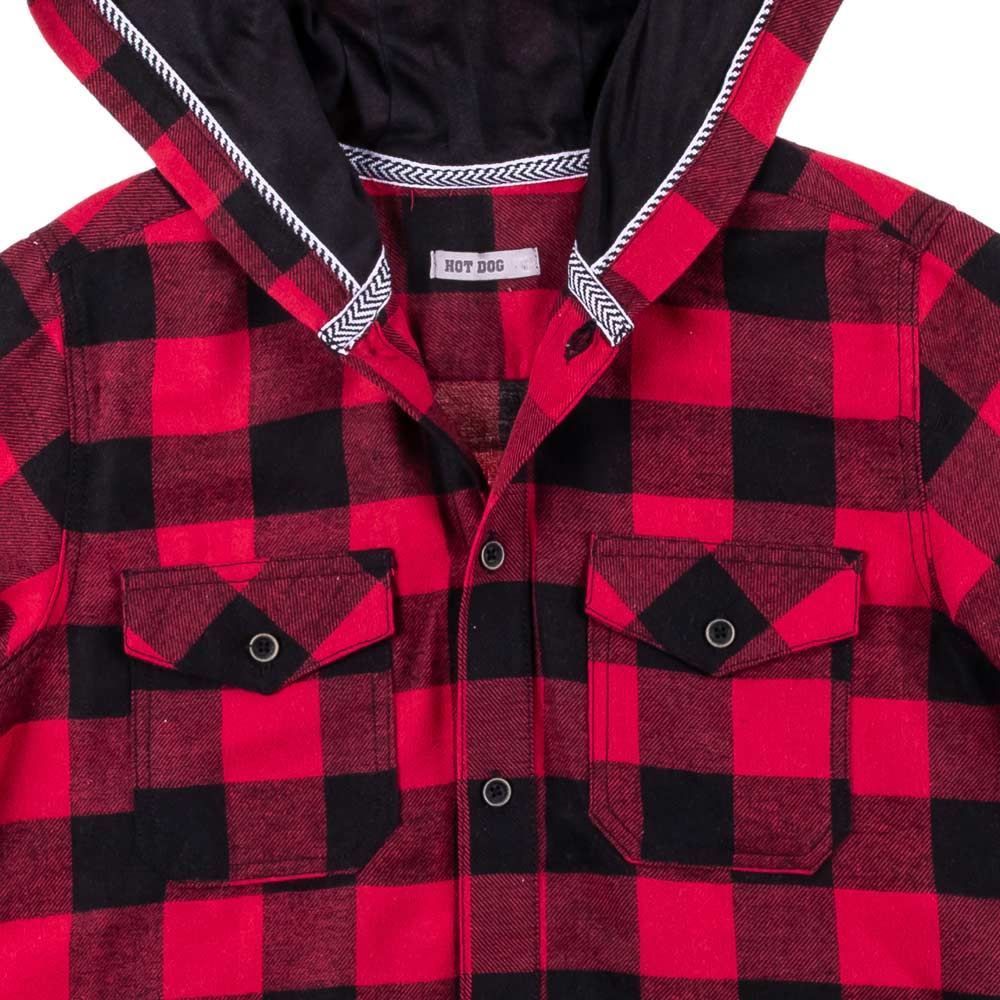 Camisa de 12 a 16 Anos Flanela Xadrez com Capuz Hot Dog