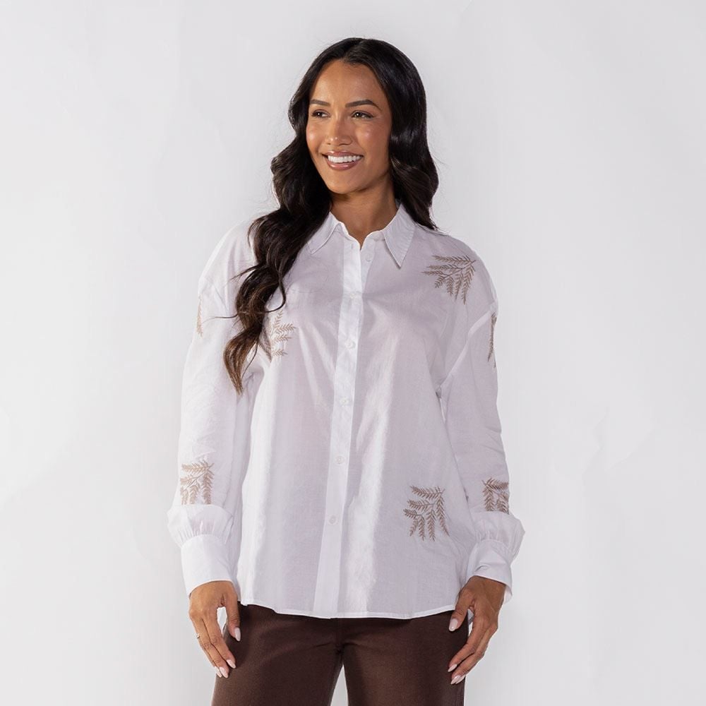 Camisa Feminina Bordada Manga Longa Patricia Foster
