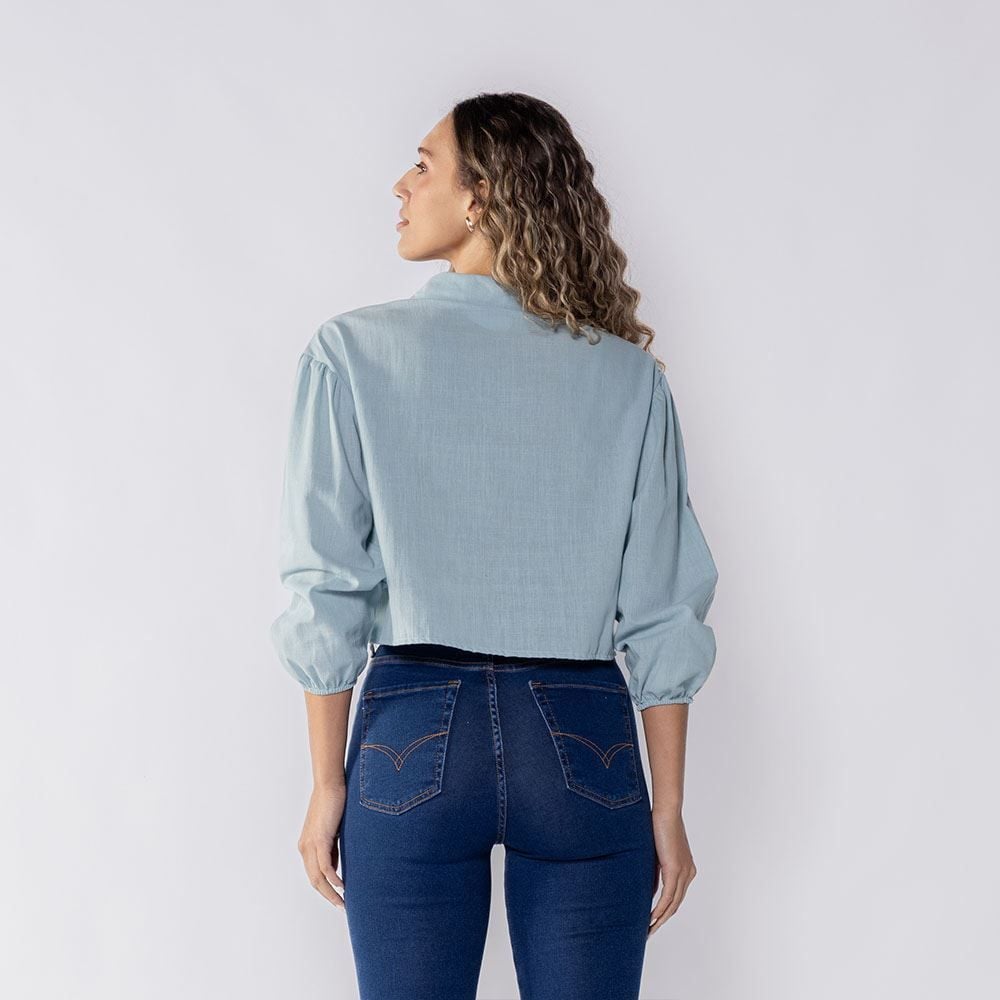 Camisa Feminina Cropped Com Laço Boby Blues