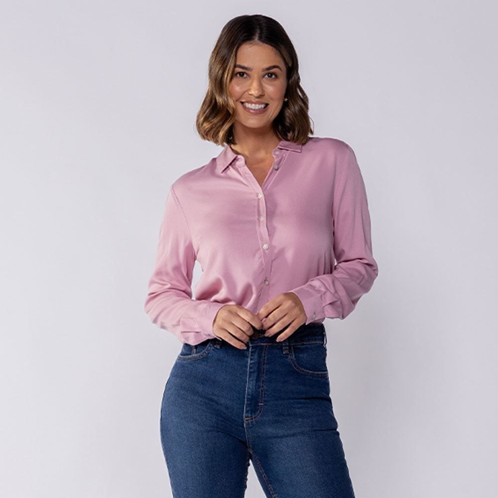 Camisa Feminina Manga Longa De Viscose Patricia Foster