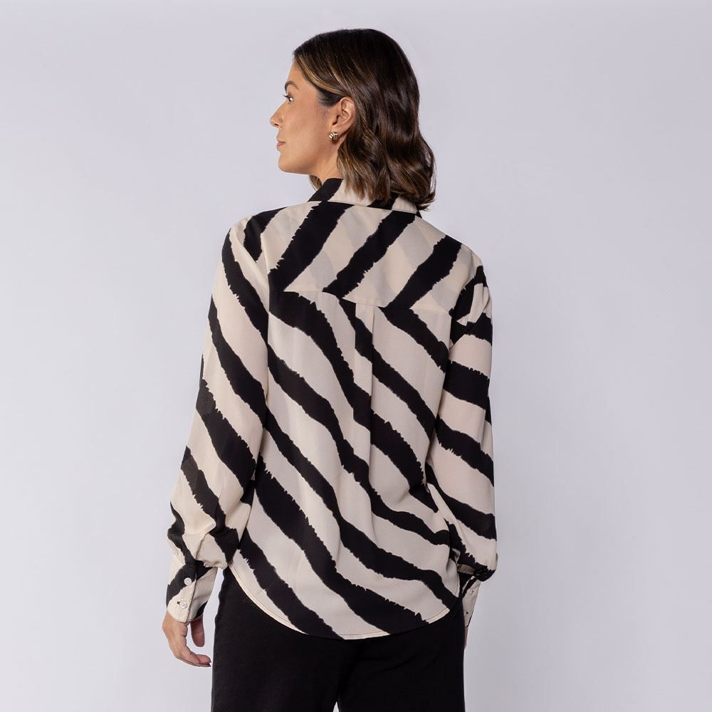Camisa Feminina Manga Longa Em Crepe Patricia Foster