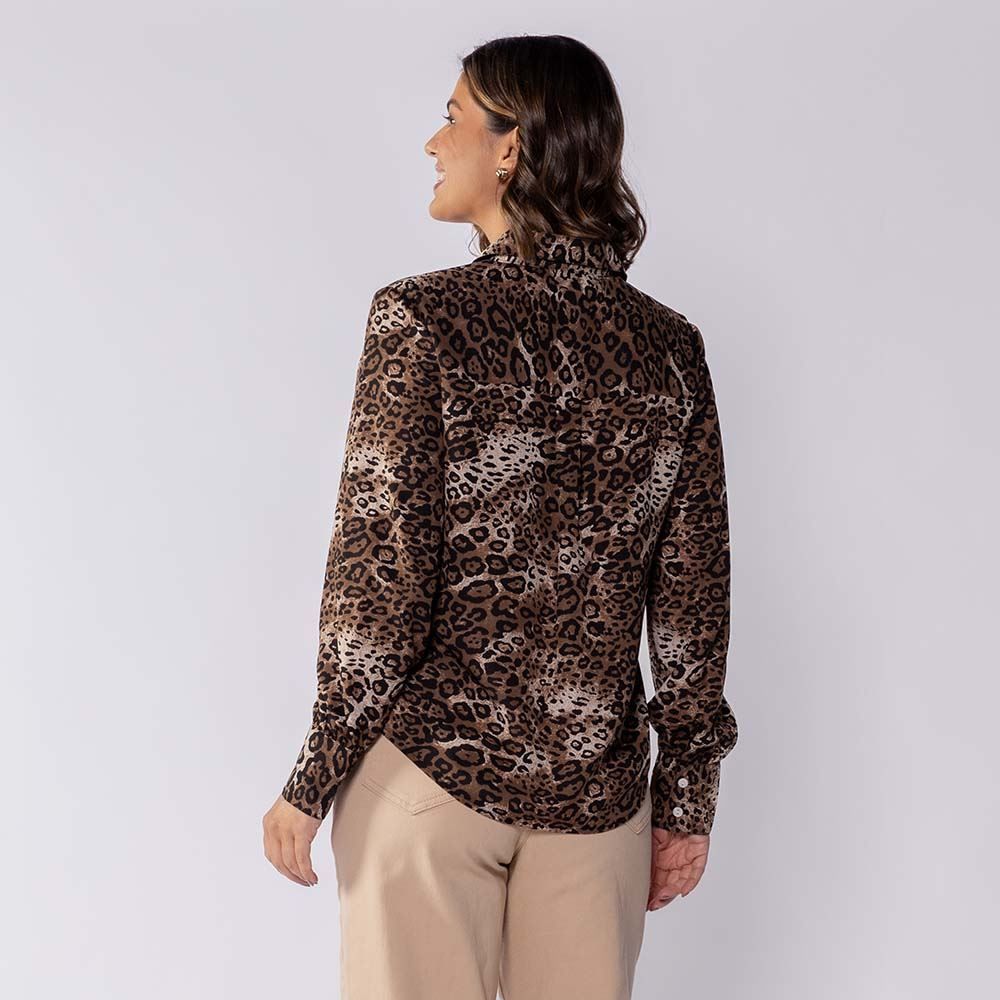 Camisa Feminina Manga Longa Em Crepe Patricia Foster