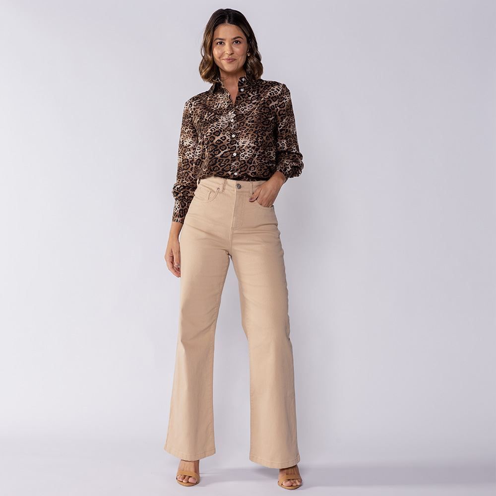 Camisa Feminina Manga Longa Em Crepe Patricia Foster