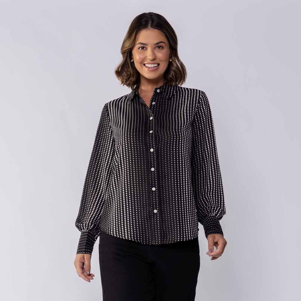 Camisa Feminina Manga Longa Em Crepe Patricia Foster
