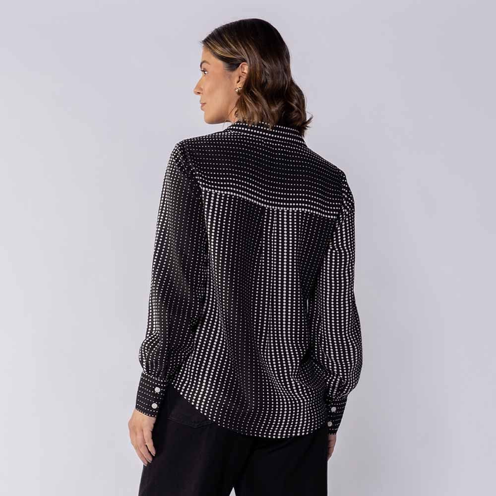 Camisa Feminina Manga Longa Em Crepe Patricia Foster